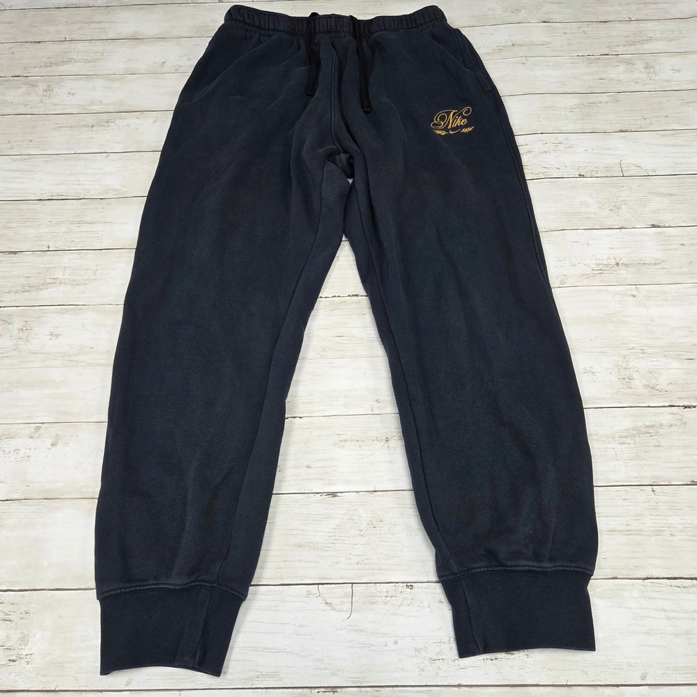 Nike HQ2470-010 Script Logo Fleece Jogger Sweatpants Mens Large Black Relaxed